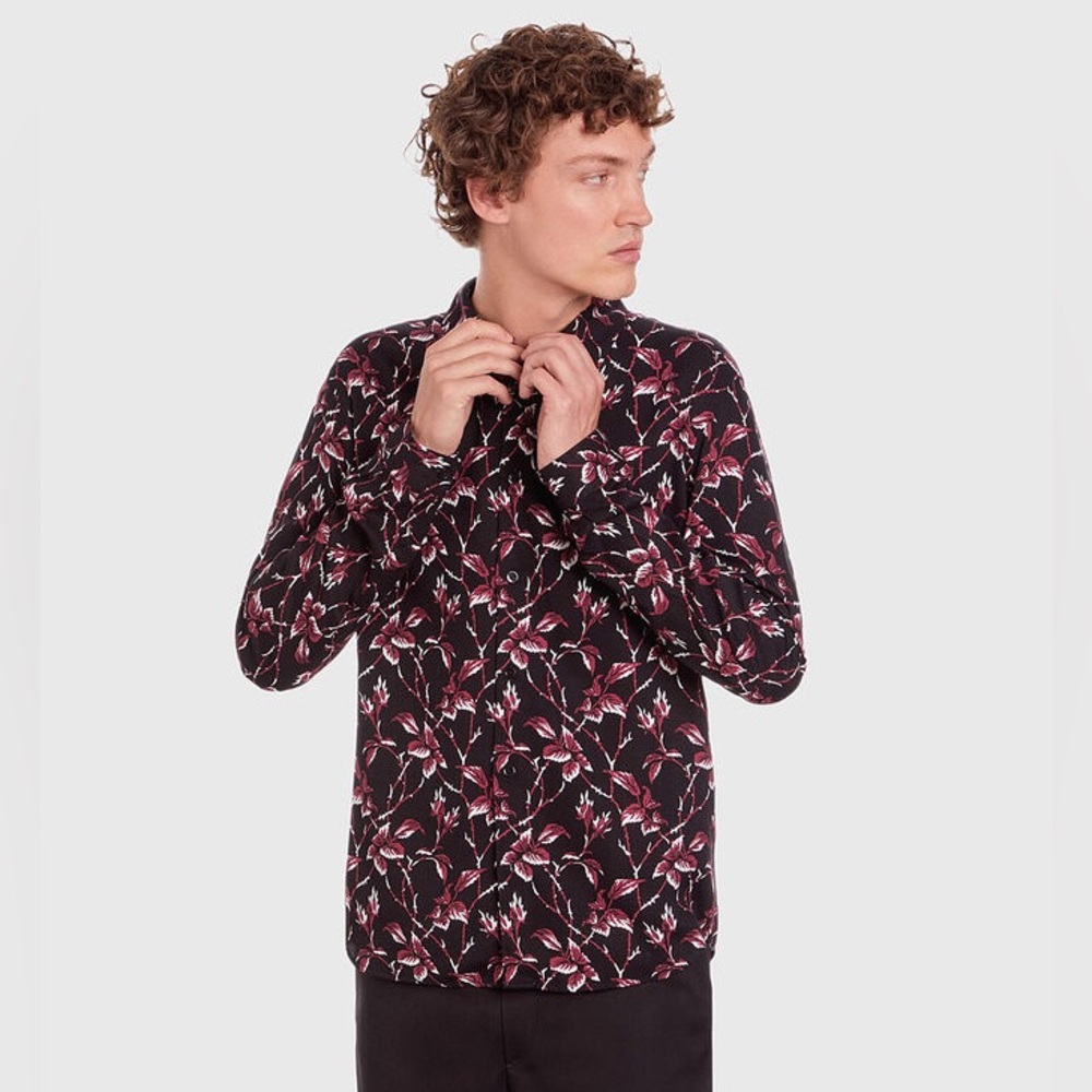 The Kooples Paris Men's Floral Shirt Spicy Leaves NWT $245 Size‎ L Rock Chic